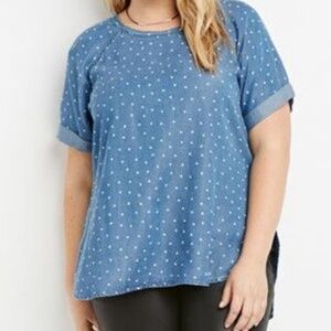 Forever 21 Plus Open Back Chambray Top